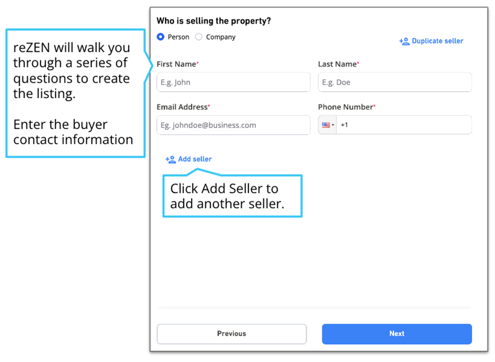 Seller information form