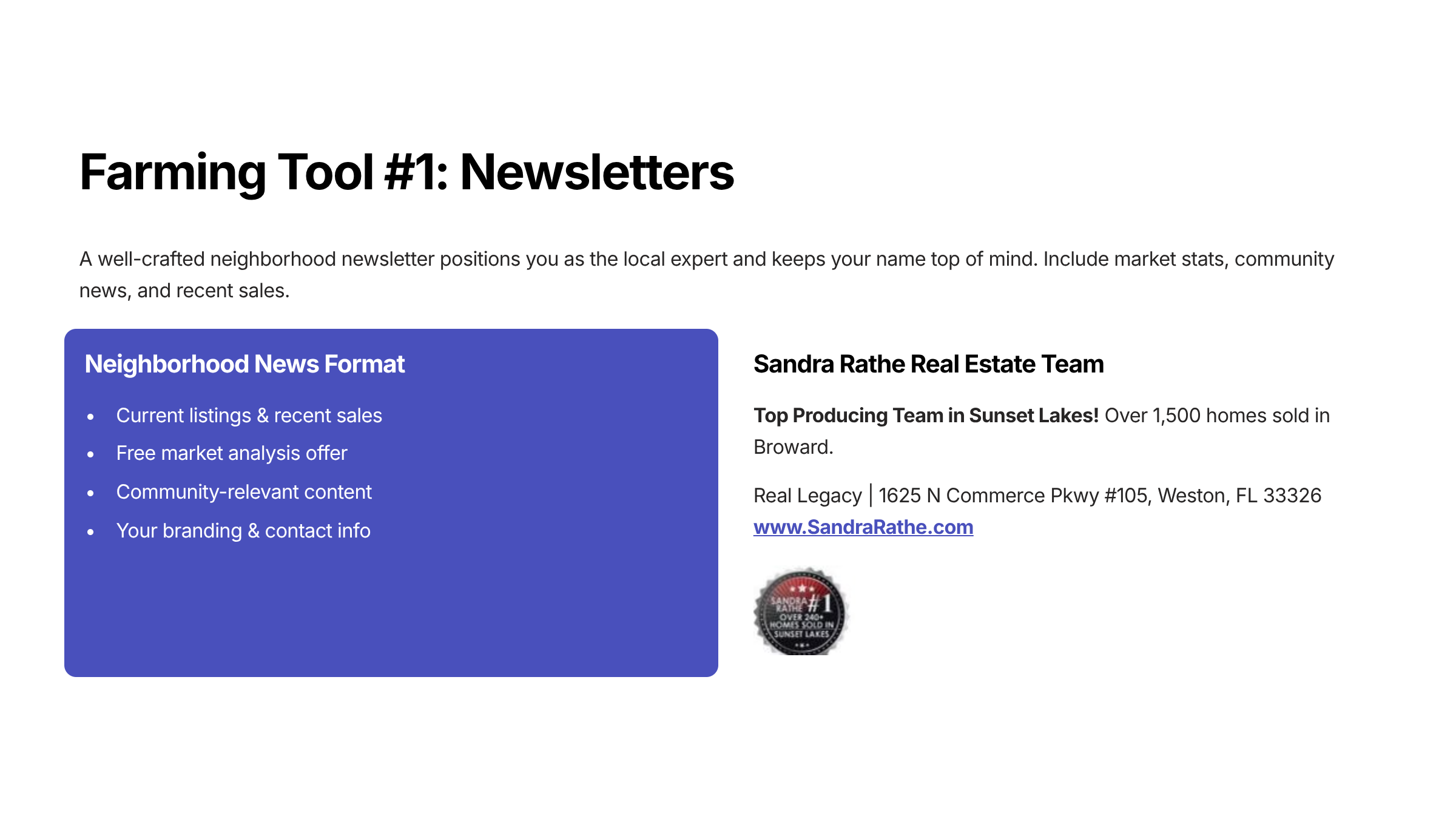 Farming Tool 1: Newsletters