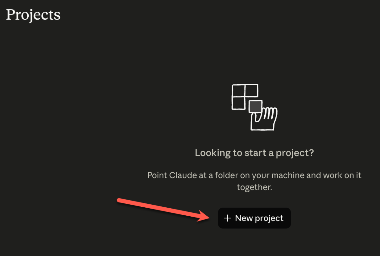 Clicking New project.