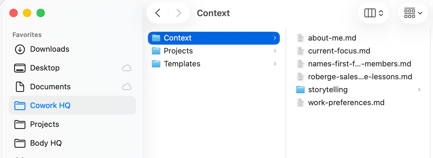 The three context files created in the Context folder.