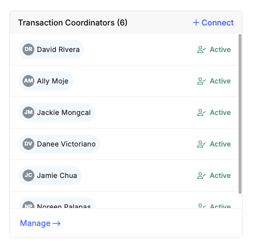 ReZen TC list with Connect button