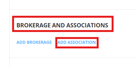Brokerage and Associations — Add Association button