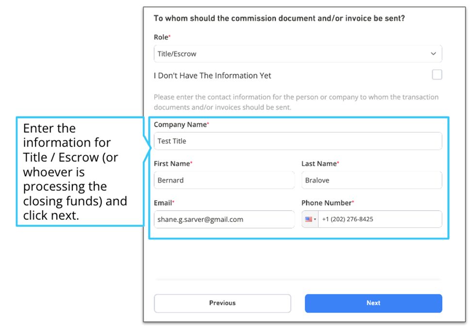 Title/Escrow entry