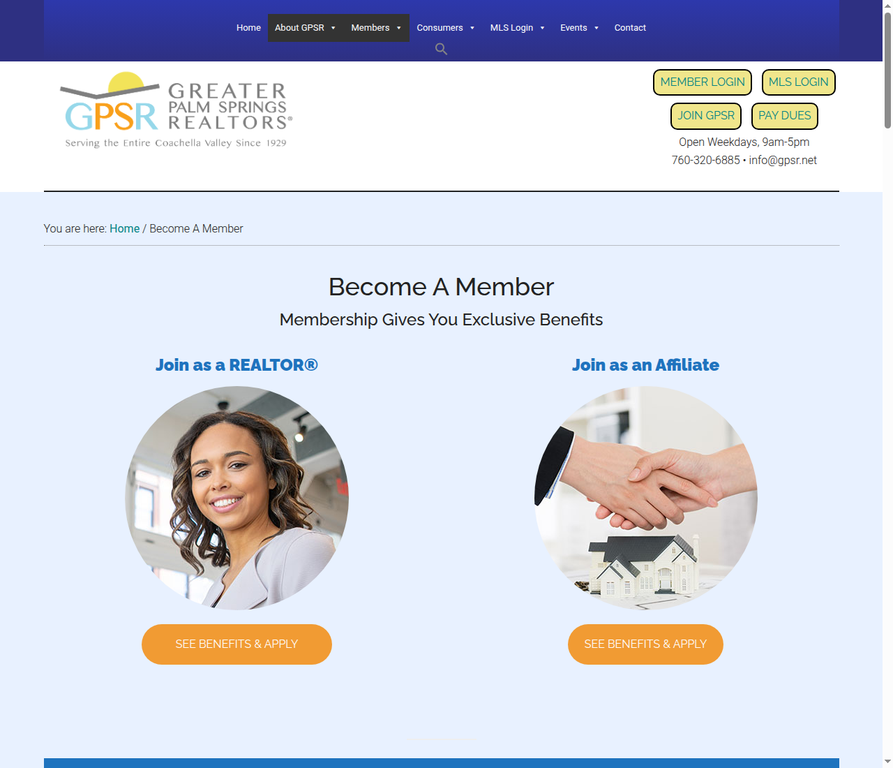 GPSR Become A Member page