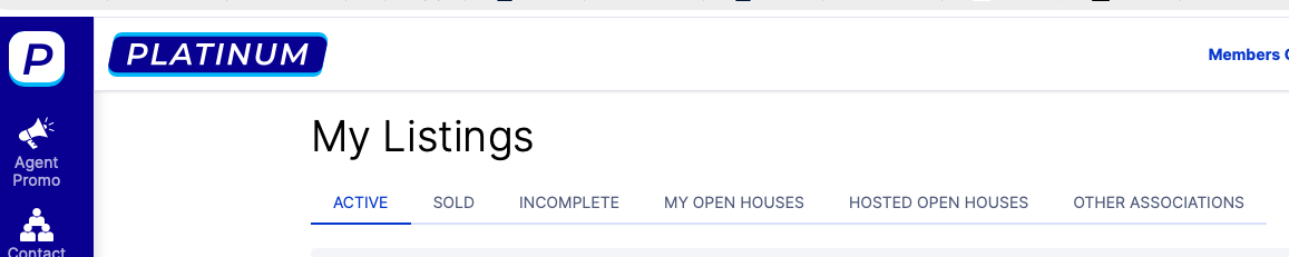 HAR Platinum My Listings navigation