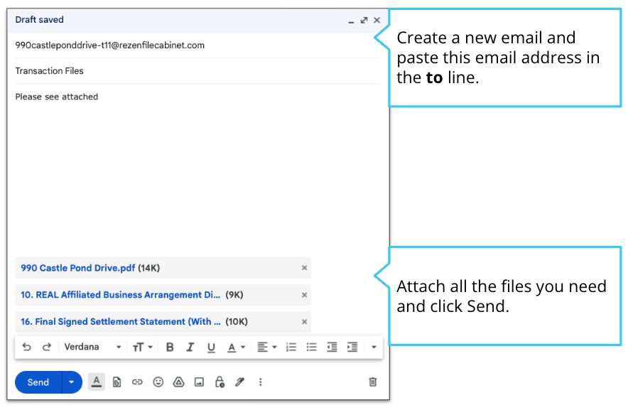Email with document attachments
