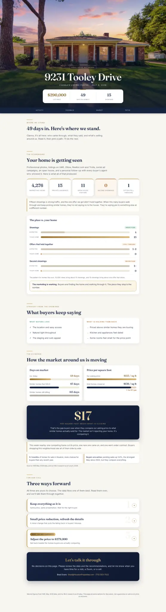 Full desktop view of the seller portal showing all sections.