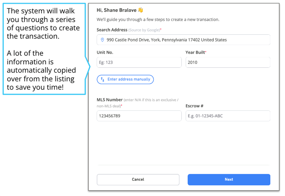 Property confirmation wizard
