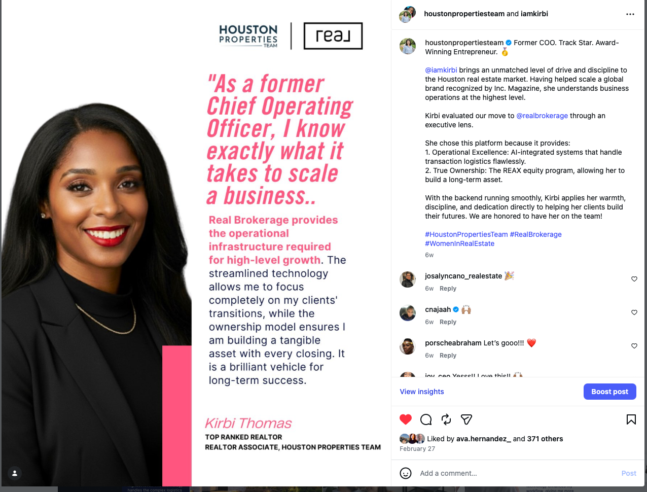 Kirbi Thomas: Joined Real Announcement