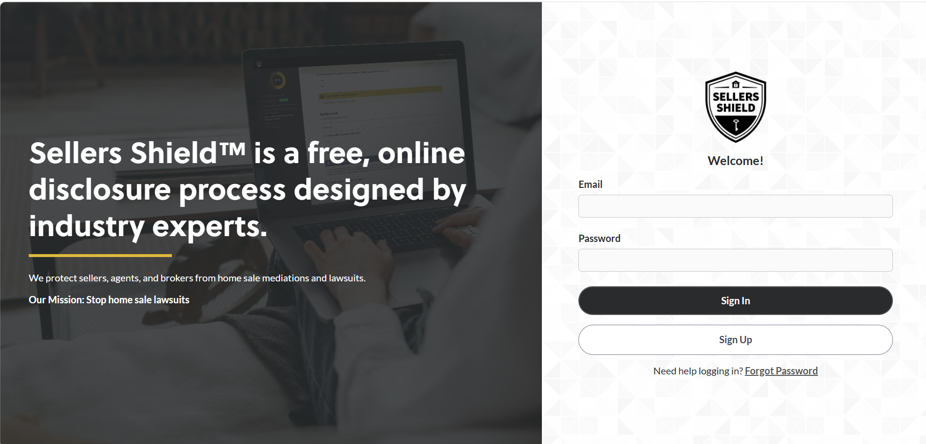 Sellers Shield login page