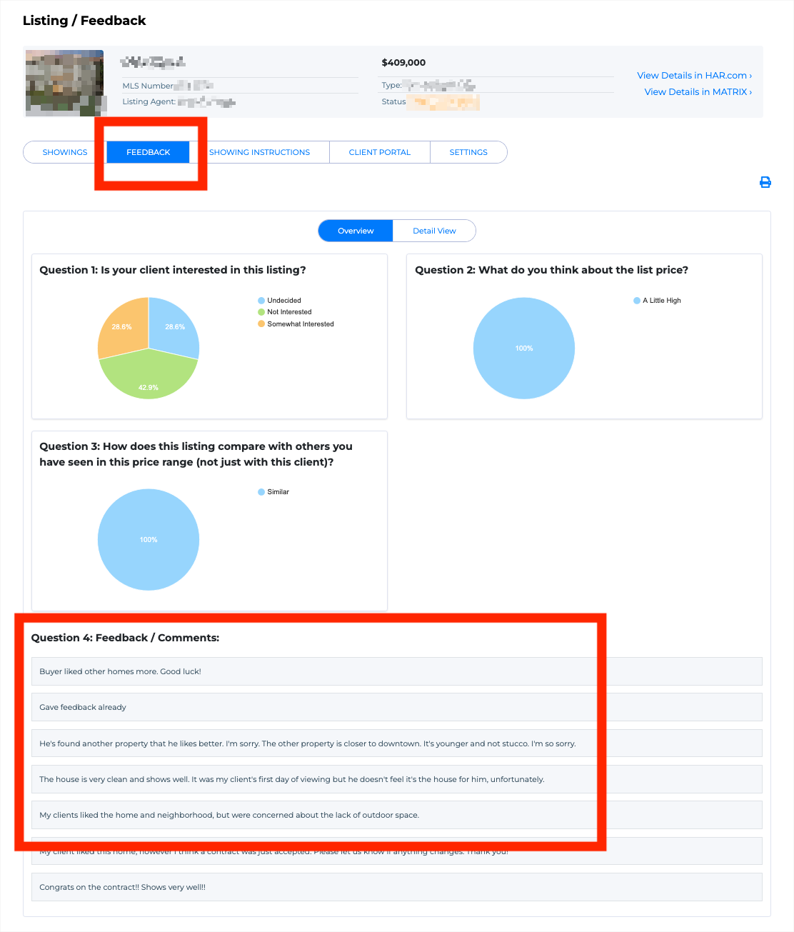 ShowingSmart Feedback tab with comments highlighted